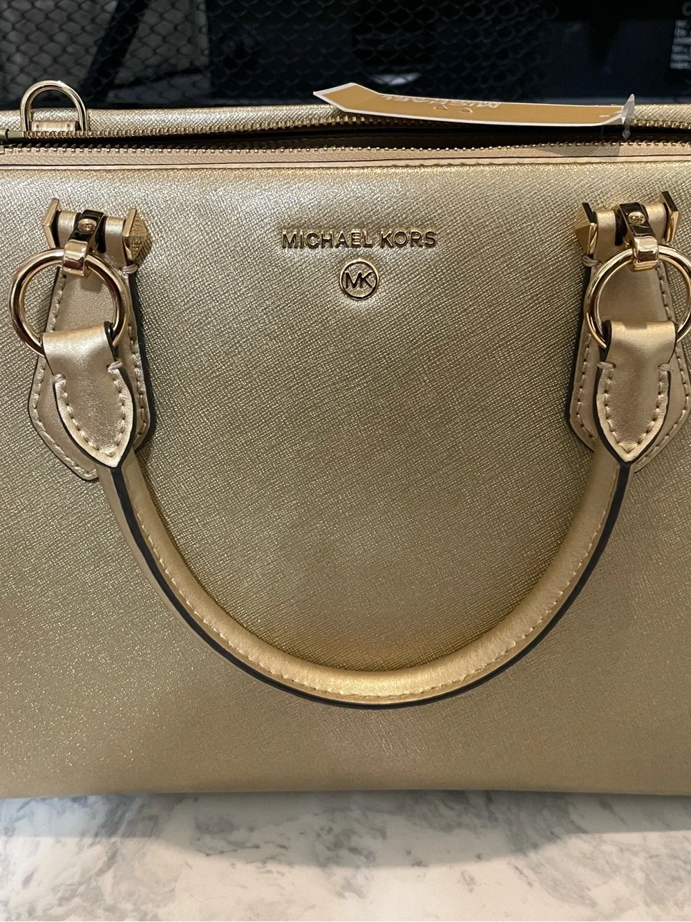 Michael Kors Metallic Gold Saffiano Satchel